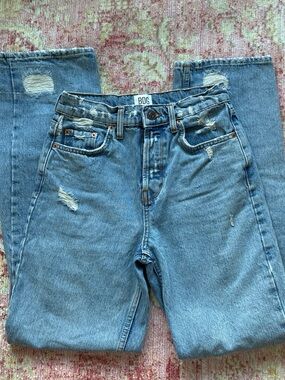 BDG Light Blue Authentic Straight Jeans with Contrast Stitching